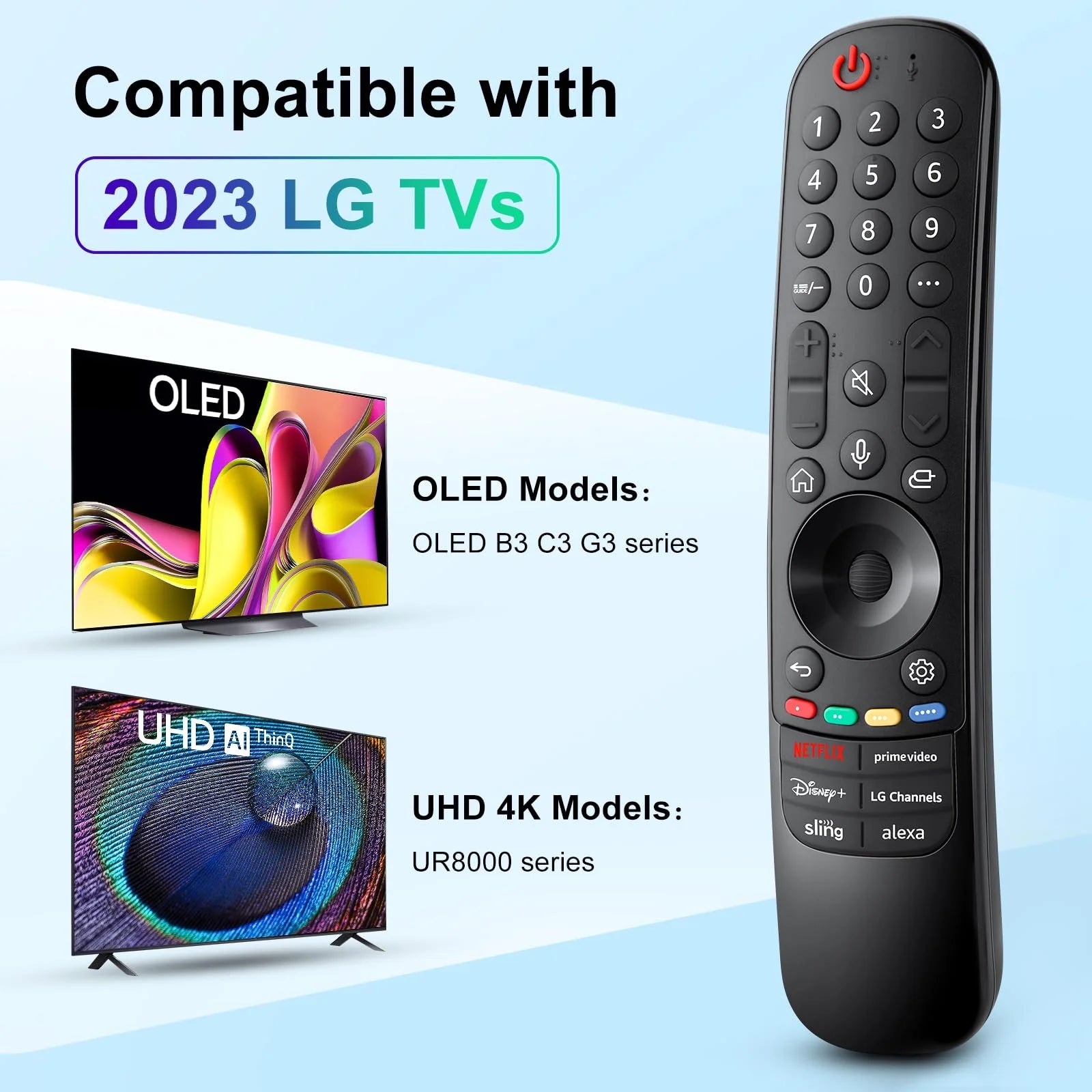 AN-MR23GA Magic Remote with Pointer and Voice for LG 2023 OLED B3 C3 G3 UR8000 QNED UHD Series