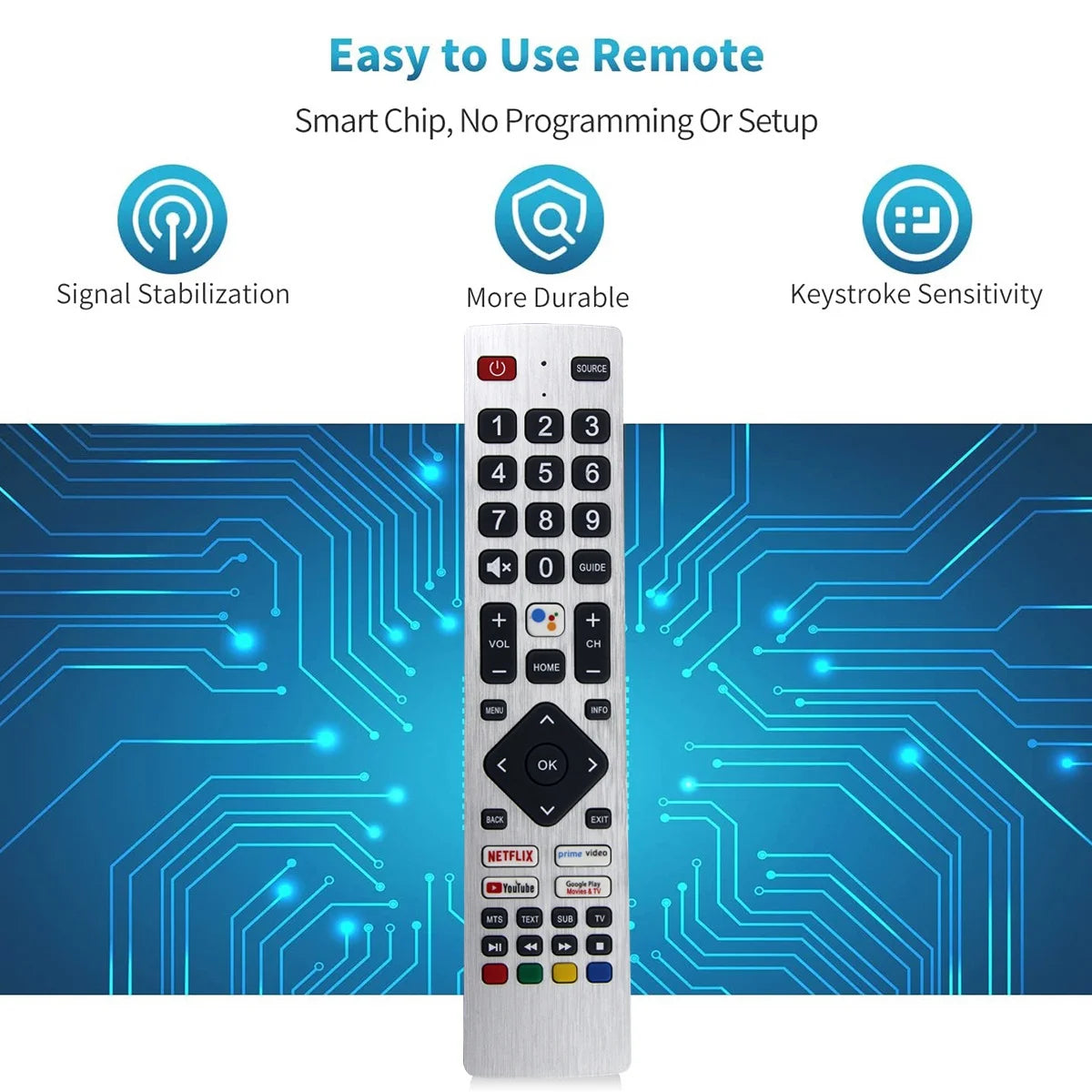 RMC0133 Universal Replacement Remote Control for Sharp TV (No Voice Functions)