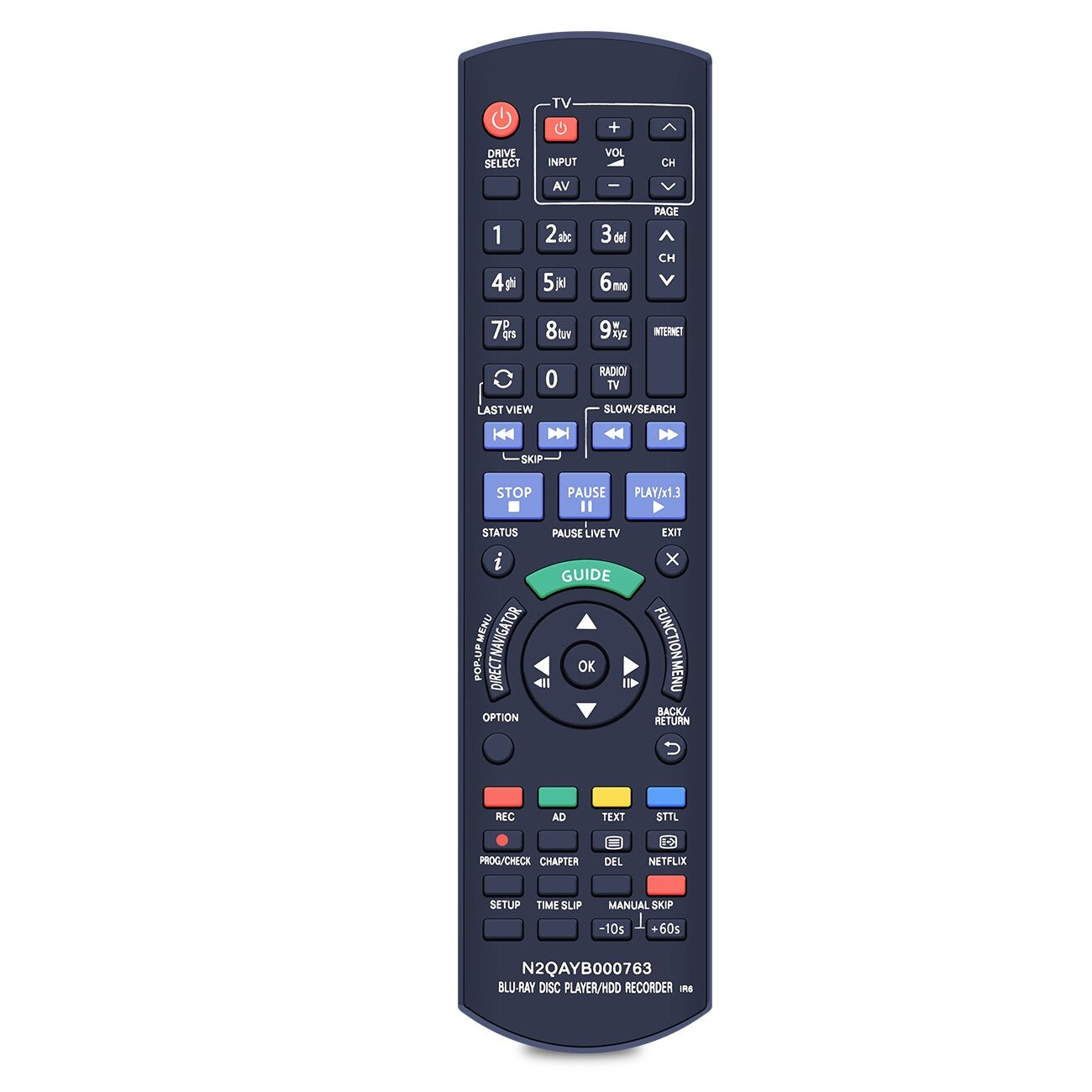 N2QAYB000763 Remote Control Replaced for Panasonic DMR-PWT420EB DMR-PWT530