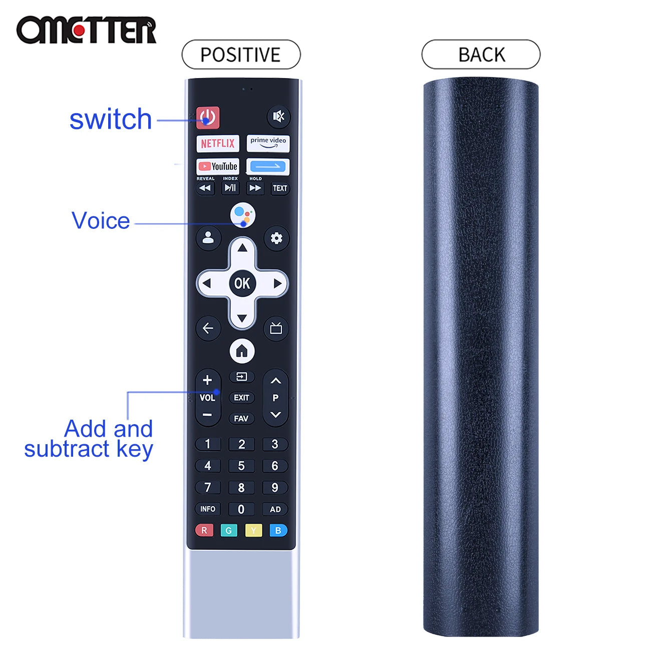 Voice Remote Control for Skyworth METZ Blaupunkt 55 Inches QLED TV 55QD7020