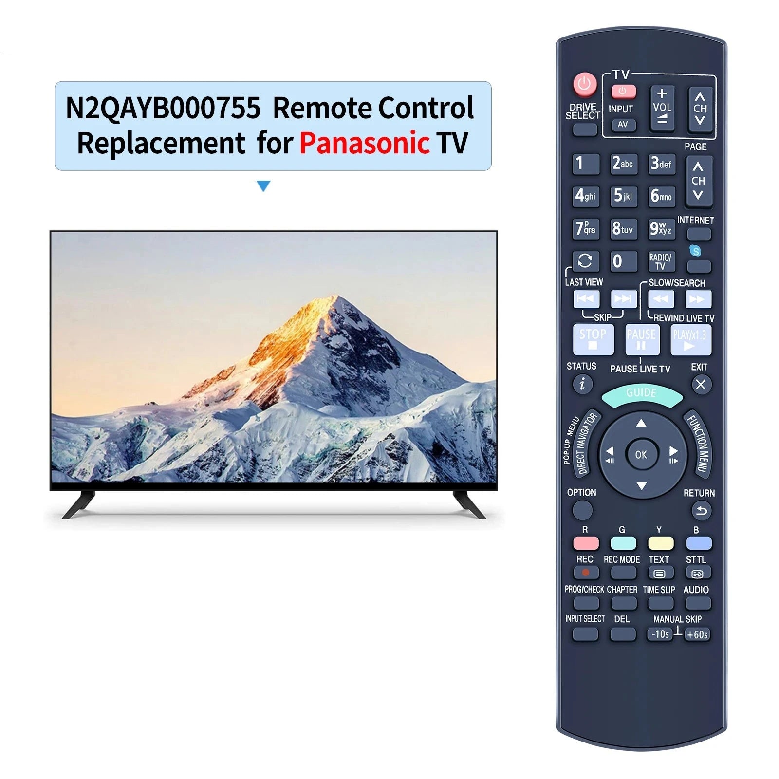 Remote Control for Panasonic N2QAYB000755 DMR-PWT530 PWT530GL Blu-ray DVD Player